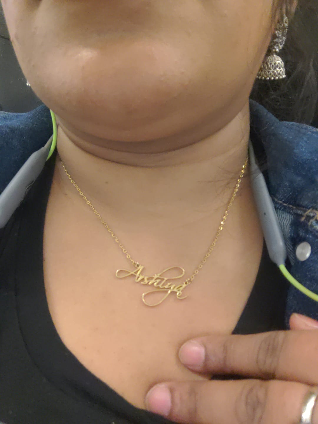 Customer photo review of Script Name Necklace