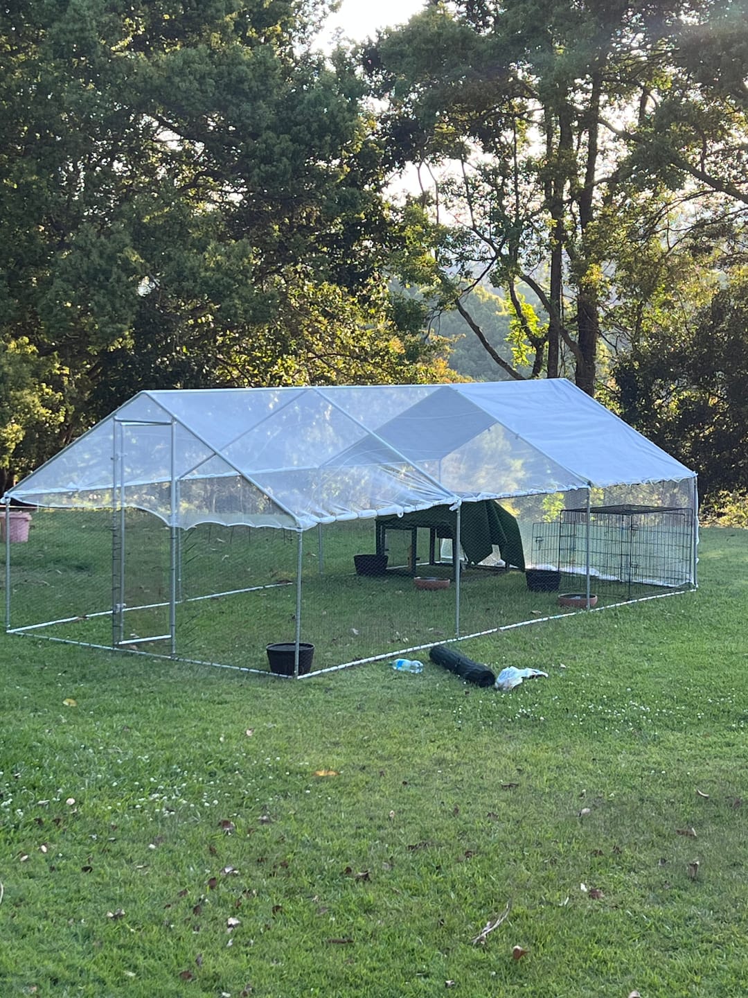 Customer photo review of Chicken Coop Cage Run Rabbit Hutch Large Walk In Hen Enclosure Cover 3mx6m