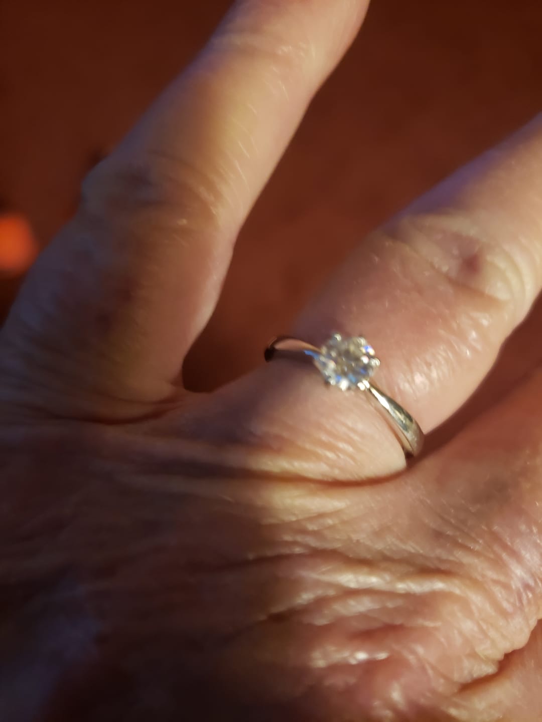 Customer photo review of Classic Solitaire Moissanite Six-Prong Sterling Silver Ring