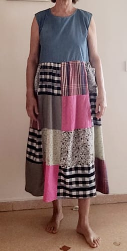 Customer photo review of Plus Size Patchwork Summer Sleeveless Women Loose Dress
