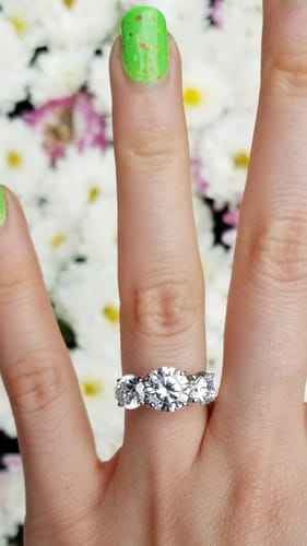 Customer photo review of 3-Stone 2ct CZ Ring in Sterling Silver