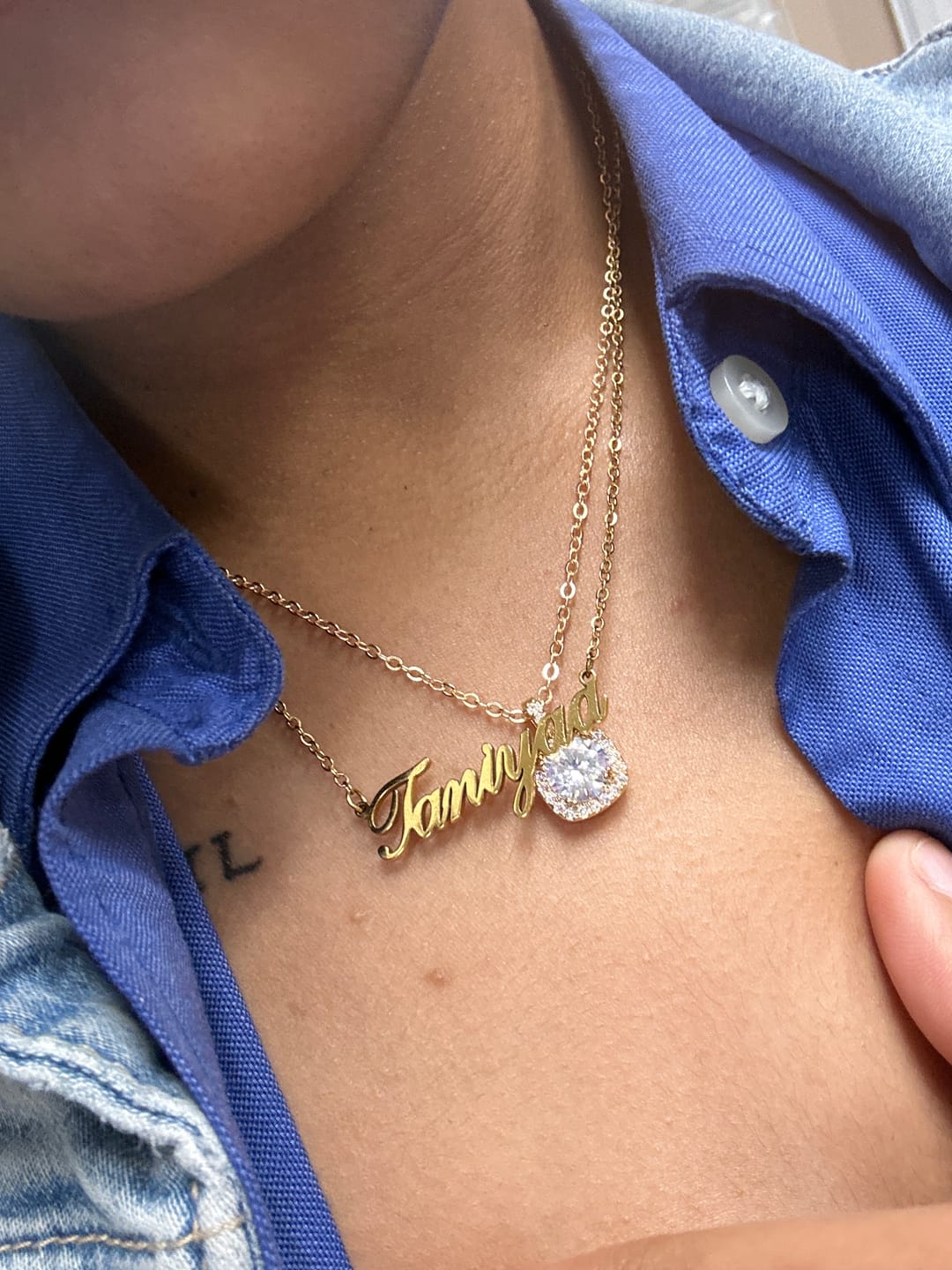 Customer photo review of LUX Name Necklace
