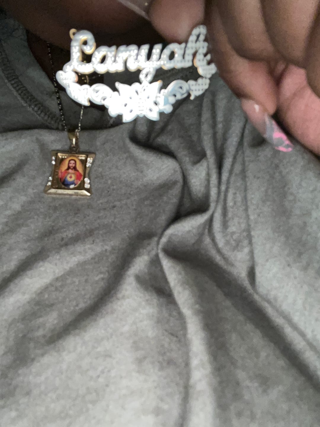 Customer photo review of Monarch Butterfly 3D Plated Name Necklace