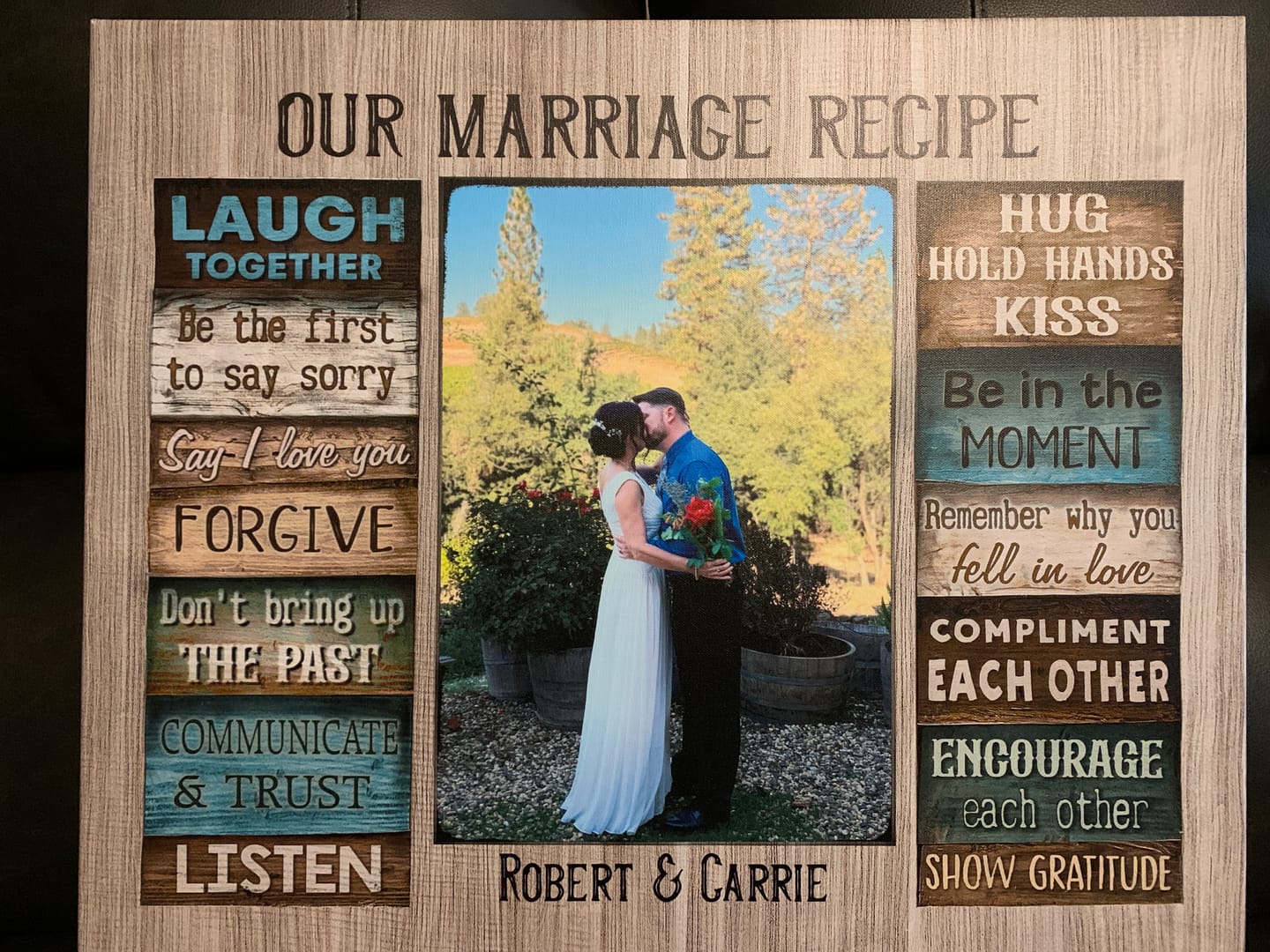 Customer photo review of Personalized Canvas Prints Custom Couple Photo and Name - For Our Forever Love - Marriage Recipe Dem Canvas