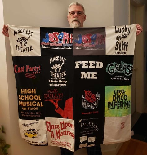 T-shirt quilt with theater, musical theater themes by DONALD from MA