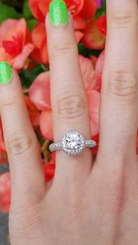 Customer photo review of Halo CZ Ring in Sterling Silver
