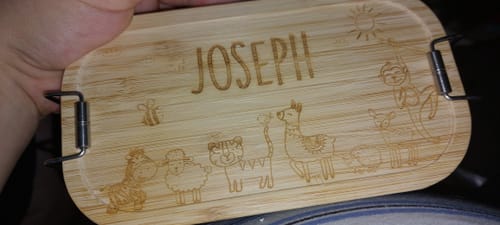 Customer photo review of Brotdose personalisiert Tierfamilie