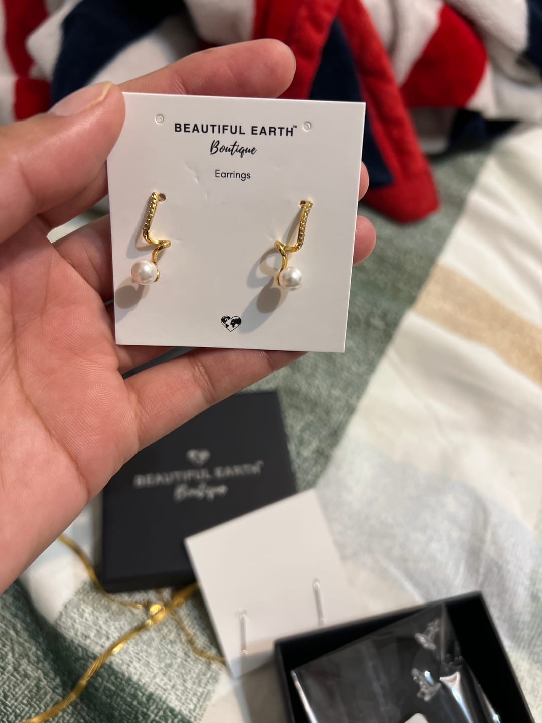 Customer photo review of Tamara Pearl Wave Earrings