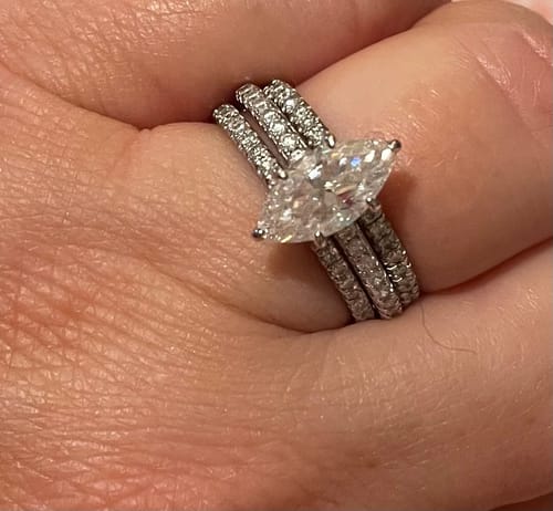 Customer photo review of Marquise-Cut Moissanite Pave Sterling Silver Engagement Ring