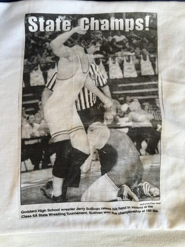 T-shirt quilt from goddard high school by DeAnn from KS