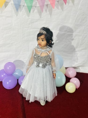 Customer photo review of Girls Birthday Party Dress Long Sleeve Sequin Flower Girl Puffy Pageant Princess Dress