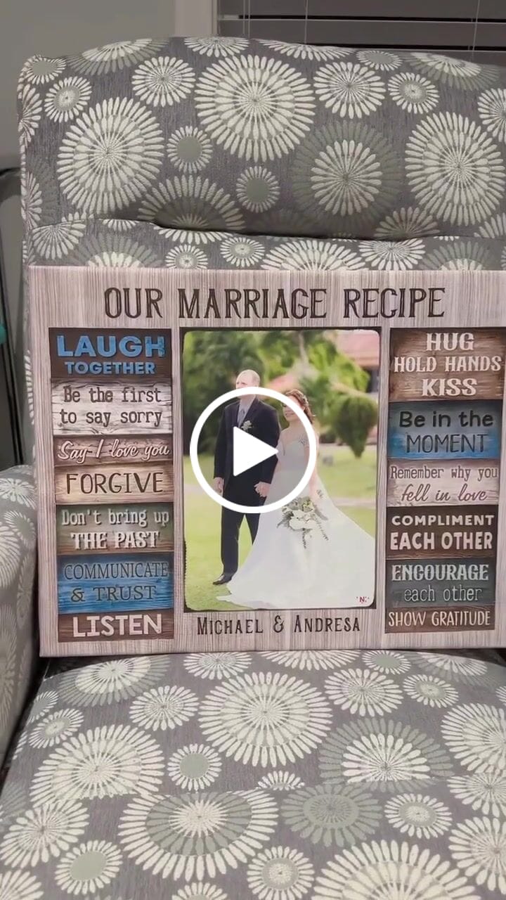 Customer video review of Personalized Canvas Prints Custom Couple Photo and Name - For Our Forever Love - Marriage Recipe Dem Canvas