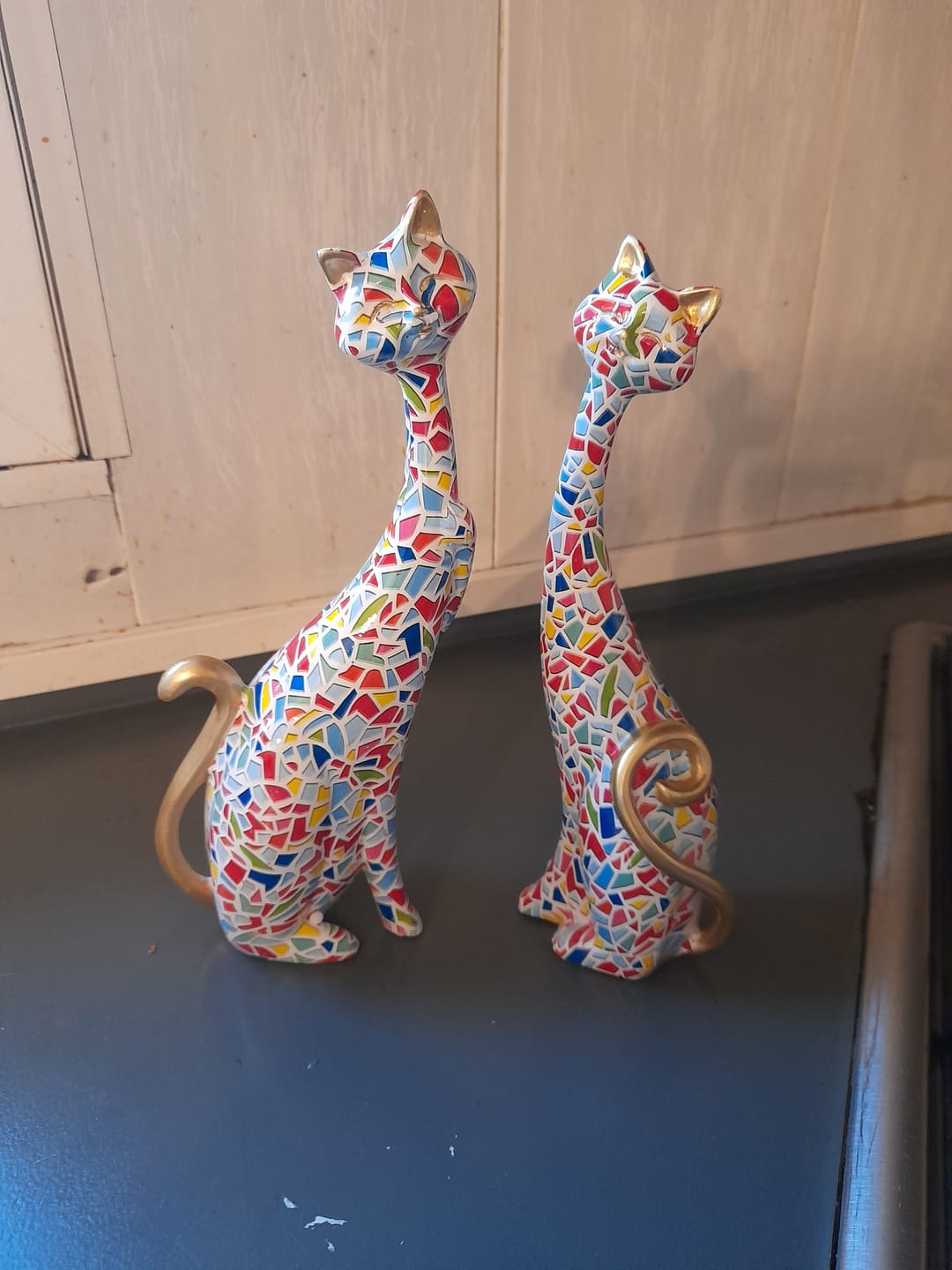 Customer photo review of Couple de Chats en Mosaïque Multicolore : Décoration Artistique