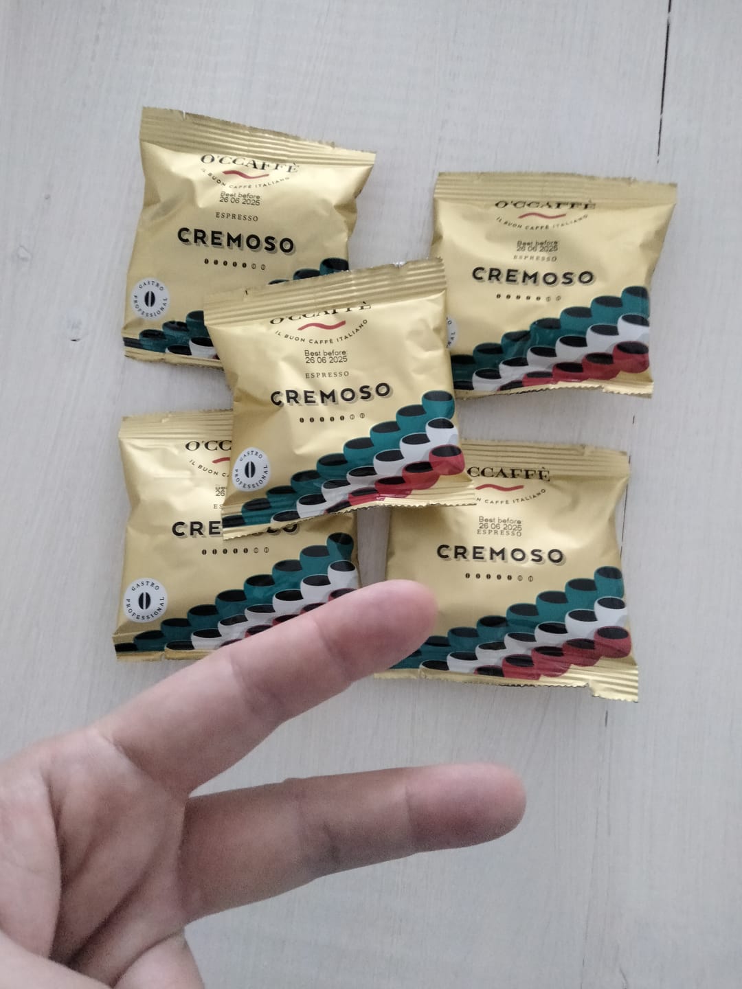 Customer photo review of Caja Occaffe 150 Cialde Pods Cremoso Tipo Ese