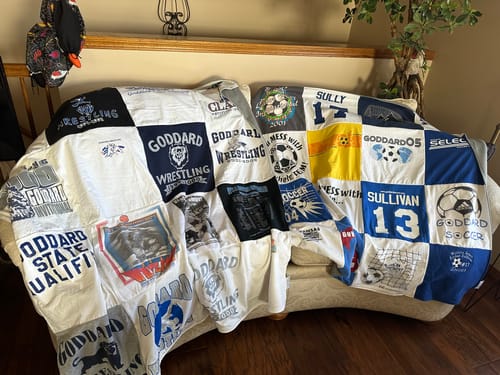 T-shirt quilt featuring goddard soccer, goddard wrestling by DeAnn from KS
