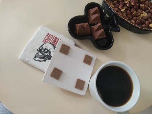 Customer photo review of Doğal Taş Bardak Altlığı Seti 4'lü