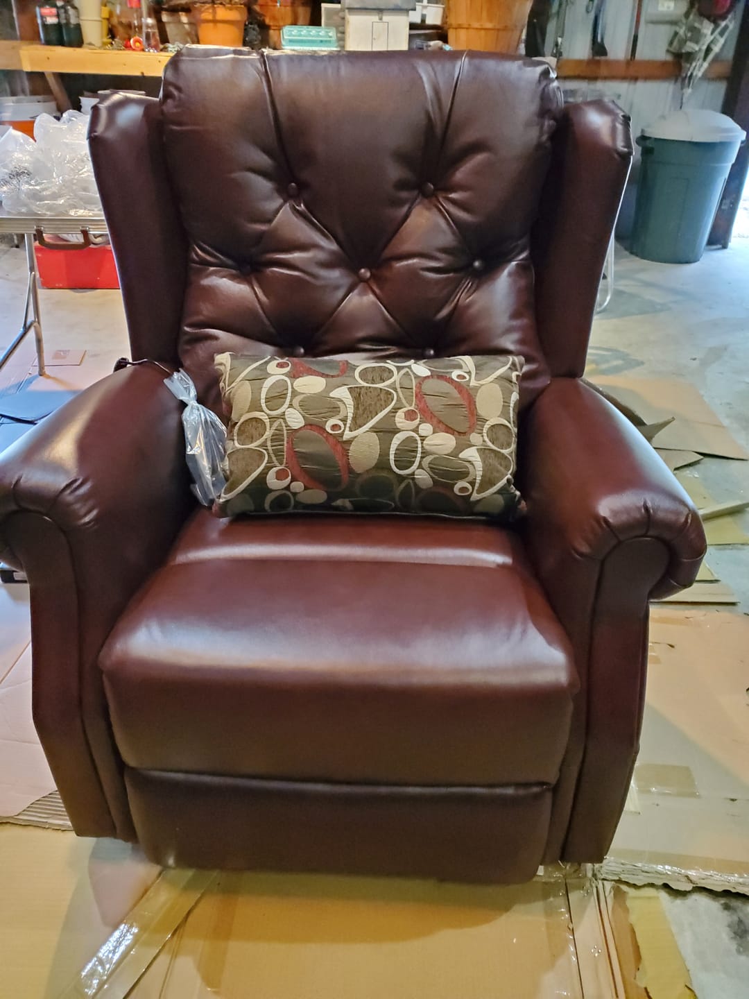 Customer photo review of 9199 Power Lift Recliner(Medium, Real Leather Red Brown)