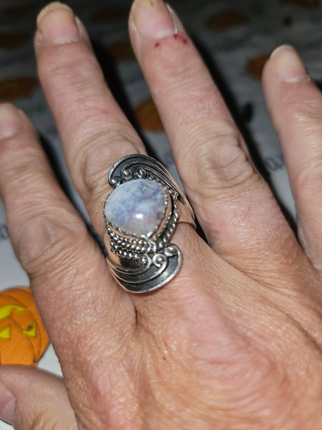 Customer photo review of Bohemian Teardrop Moonstone Ring