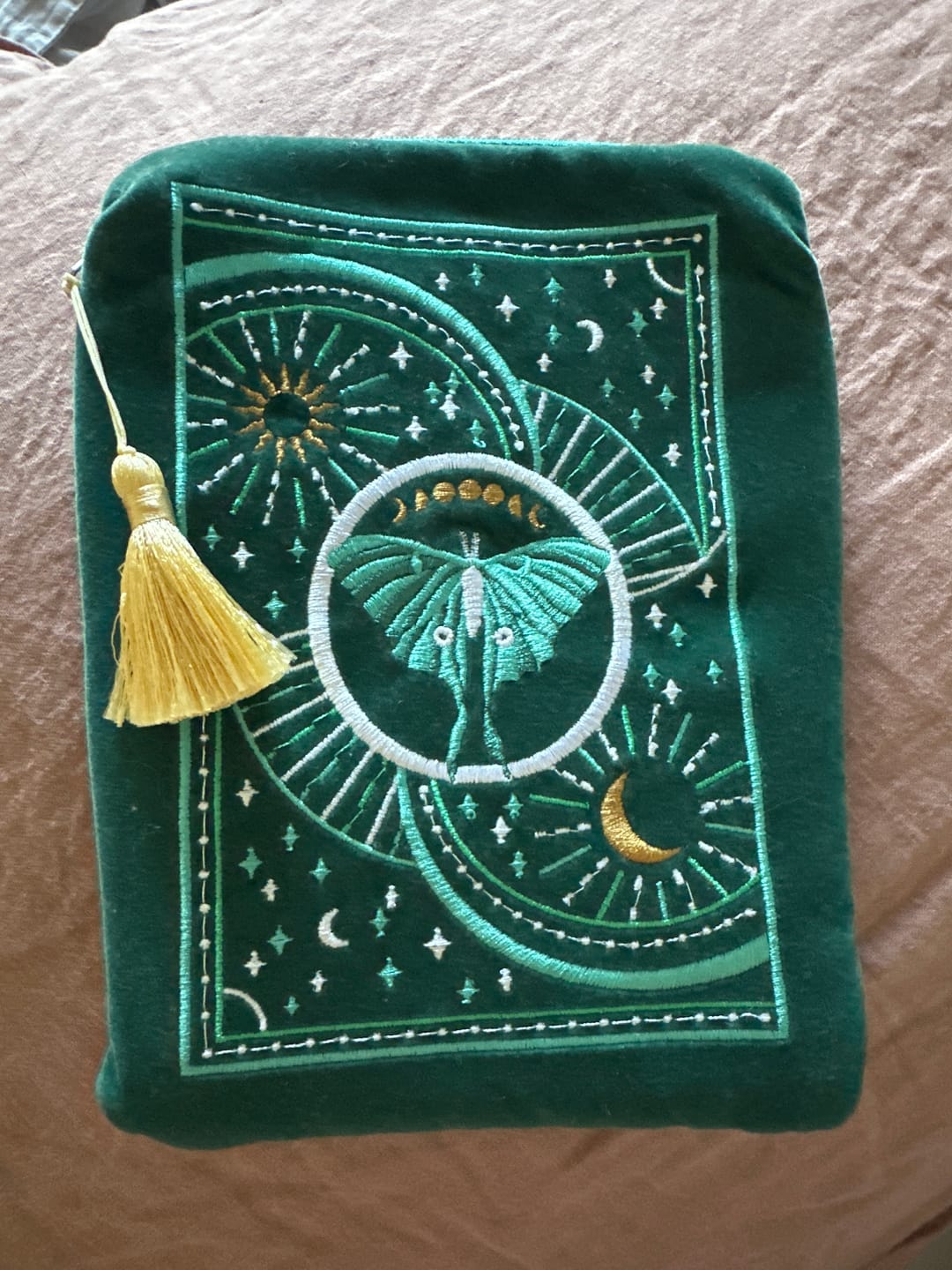 Customer photo review of Luna Moth Kindle & E-Reader Sleeve