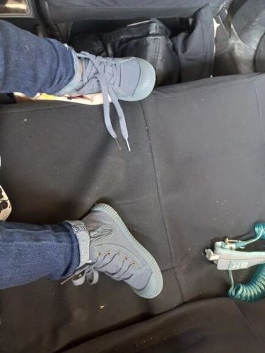 Customer photo review of High Top Canvas Lace up Sneakers