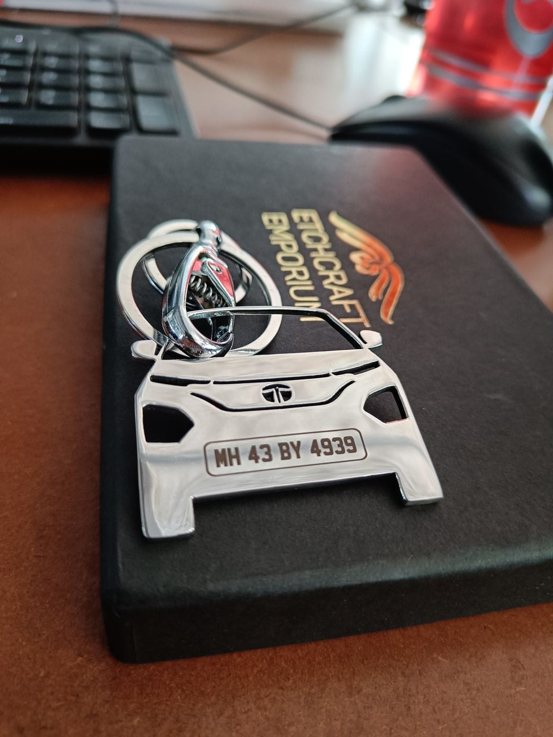 Customer photo review of Personalised Number Plate Car Keychain