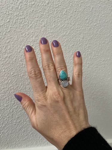 Customer photo review of Moonstone and Turquoise Ring Sterling Silver