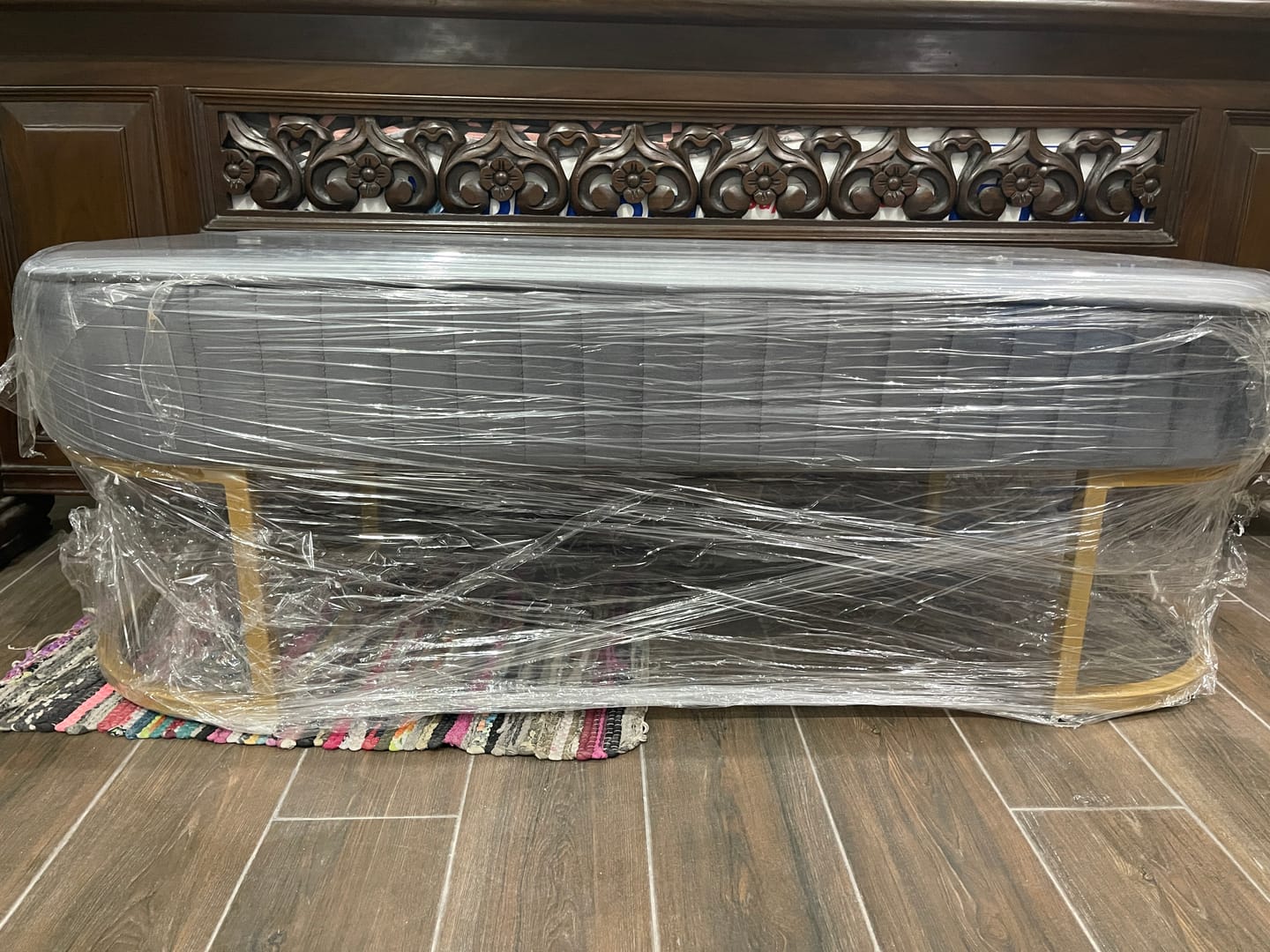 Customer photo review of Luxury 3 Seater Bedroom Steel Stool -985