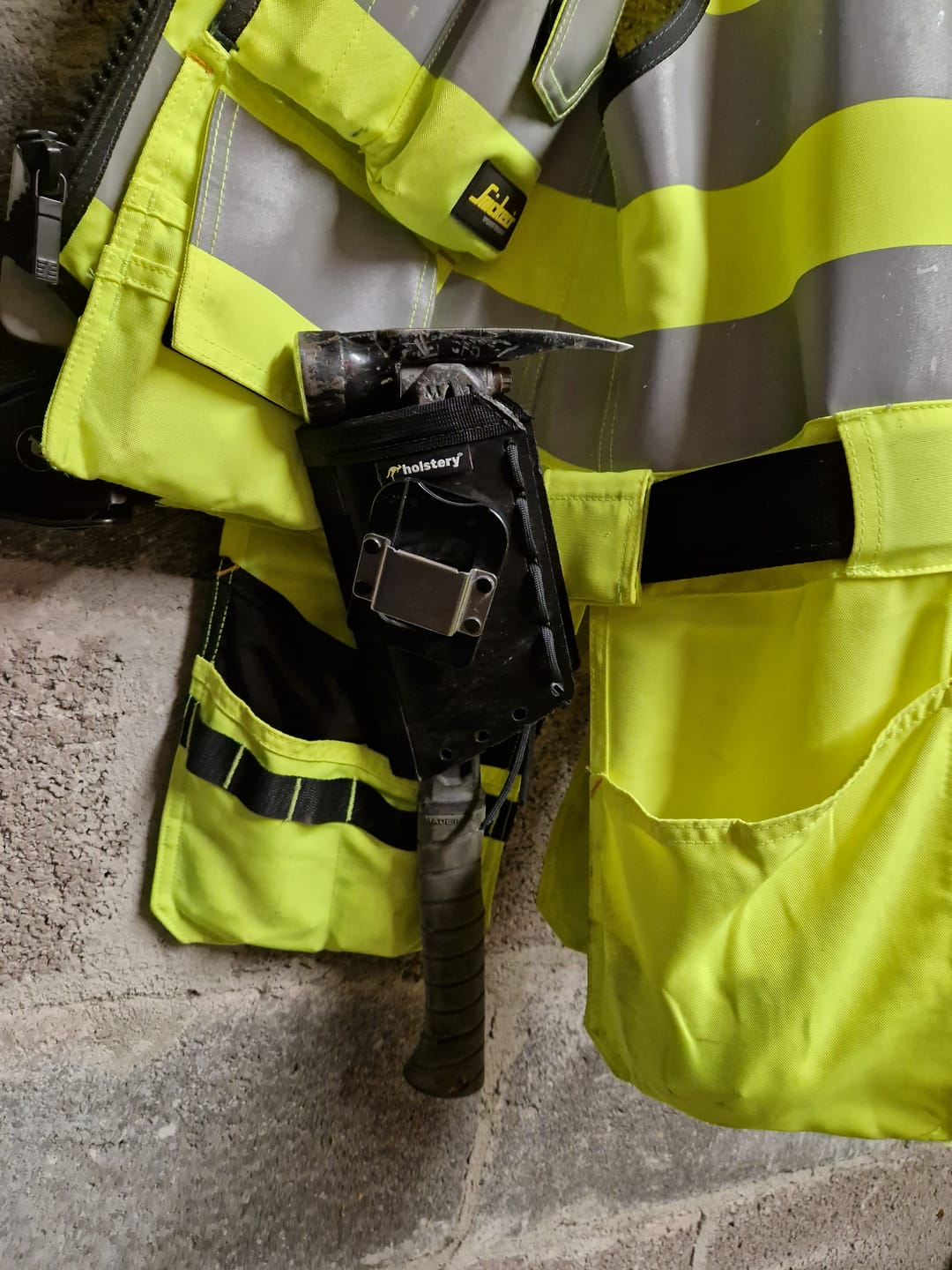 Customer photo review of Jolly Roger | Clip-on Hammer and Tool Holster