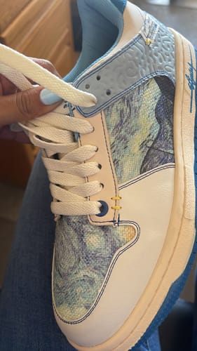 Customer photo review of Van Gogh Starry Night inspired sneakers