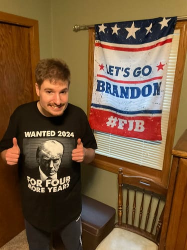 Customer photo review of Wanted For President Black & White T-Shirt