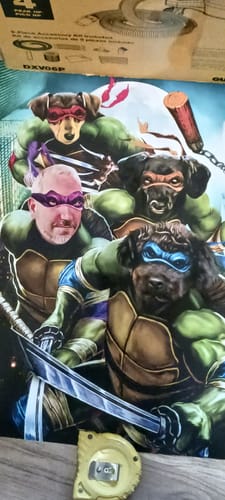 Customer photo review of 'Teenage Mutant Ninja Doggos' Personalized 4 Pet Poster