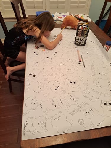 Customer photo review of Kittens Table Top Coloring Banner