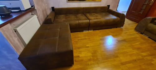 Customer photo review of Canapea extensibilă cu 2 lăzi de depozitare Big Sofa Verona Brown 310x100 cm cu taburet inclus