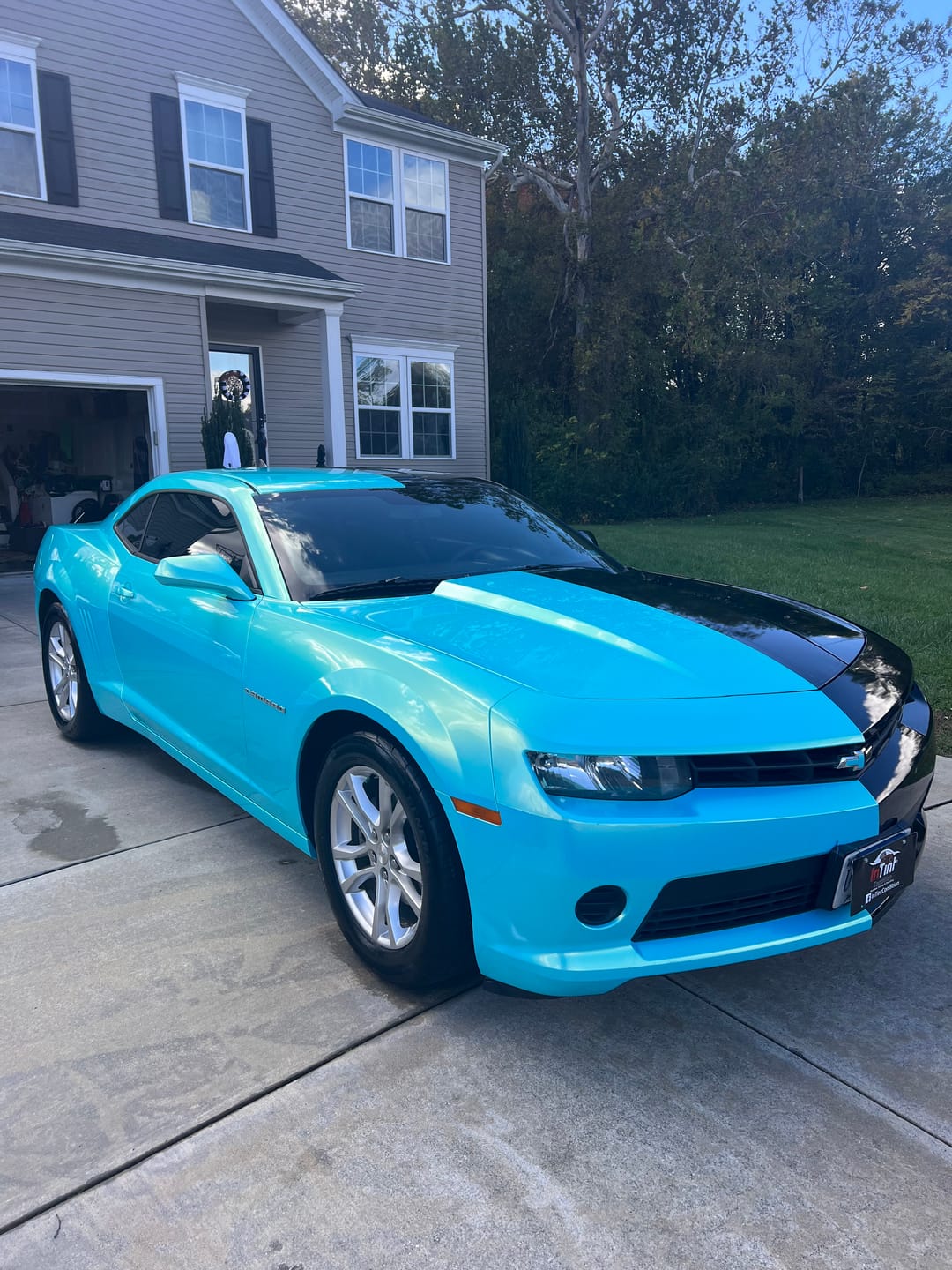 Customer photo review of Candy Metallic Neon Ice Blue Vinyl Wrap