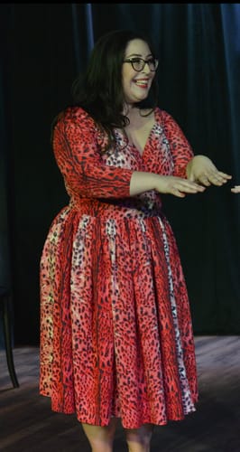 Customer photo review of Starlet Swing Dress and Scarf in Pink Leopard Print - Vixen by Micheline Pitt