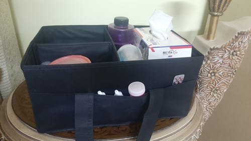Customer photo review of Qoolish Nappy Caddy Large Black: Organiser