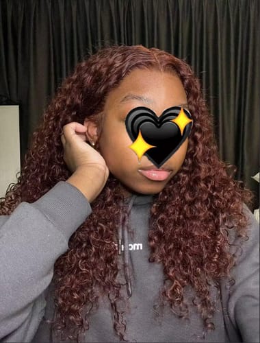 Customer photo review of Luvwin Reddish Brown Wear And Go 13x4 Pre-Cut Lace Jerry Curly Long Human Hair Wigs For Women