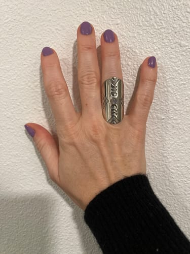 Customer photo review of Full Finger Moon Phase Ring with Moonstone Sterling Silver
