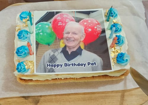 Customer photo review of 19 cm x 19 cm Square Pre-cut Custom Edible Icing Image