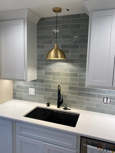 Customer photo review of Mid-Century Single Light Brass Dome Pendant