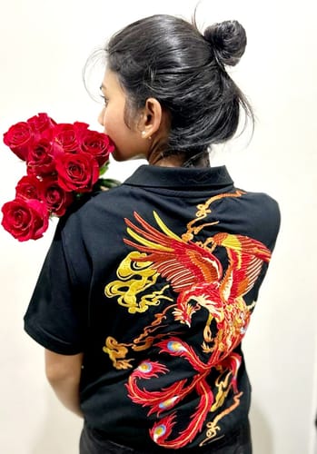 Customer photo review of Fire Phoenix Embroidery Polo Shirt