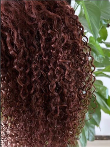 Customer photo review of Luvwin Reddish Brown Wear And Go 13x4 Pre-Cut Lace Jerry Curly Long Human Hair Wigs For Women
