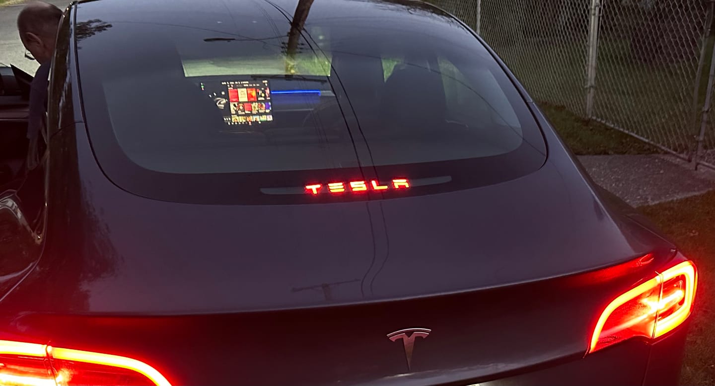 Customer photo review of Custom Rear Windscreen Brake Light Decals For Tesla Model 3 2017-2023