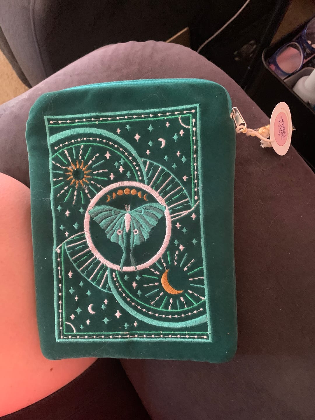 Customer photo review of Luna Moth Kindle & E-Reader Sleeve