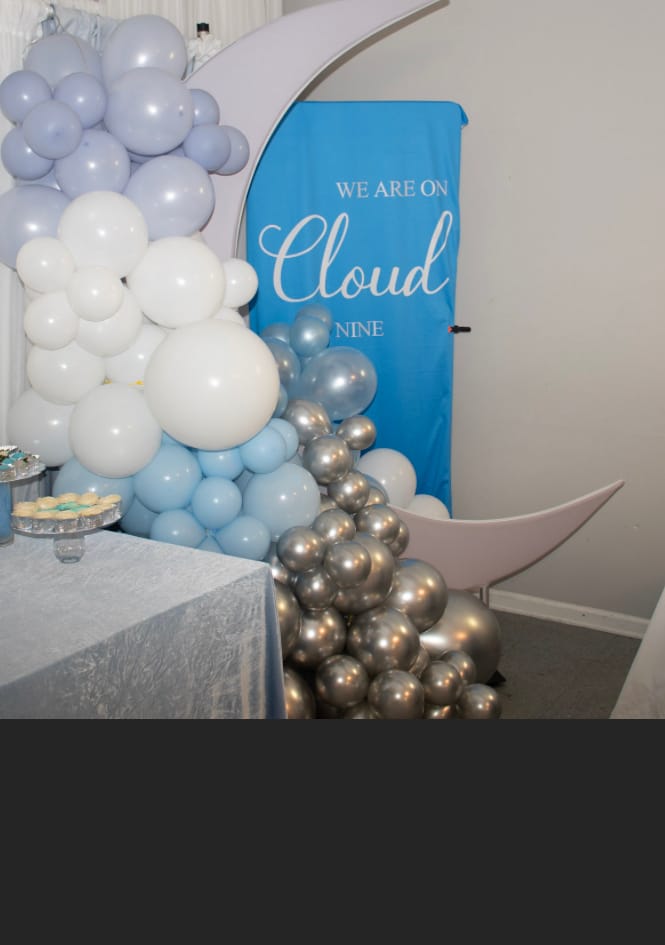 Customer photo review of 6.5ft Portable Crescent Moon Shape Stand for Baby Showers & Birthday & Wedding Events