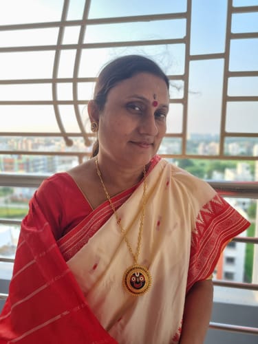 Customer photo review of Shubho - The Auspicious White Red Saree