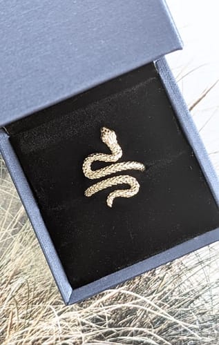 Customer photo review of Viperlux 14K Yellow Gold Ring Ruby Eyes Snake Ring