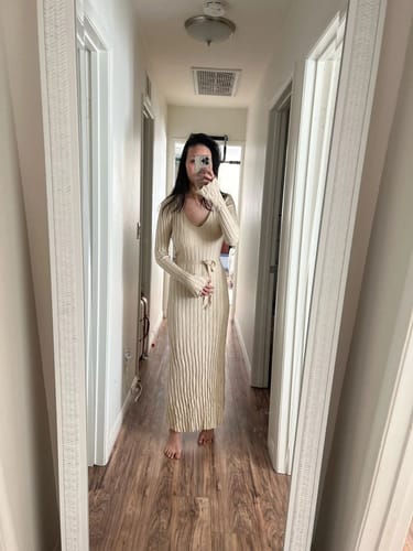 Customer photo review of Sleeved Knit Midi Dress