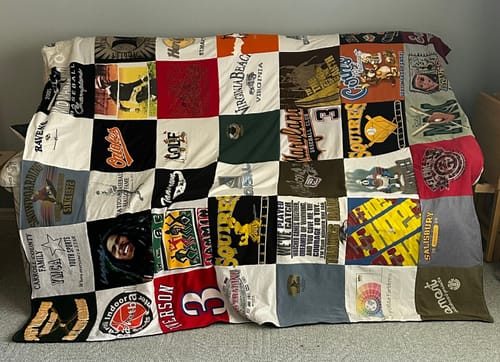 T-shirt quilt featuring chicago bears, oakland raiders by Michael from FL