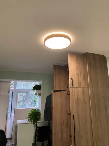 Customer photo review of Scandinavian Dimmable Wood LED Flush Mount Light